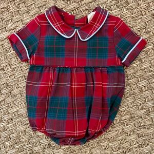 The Beaufort Bonnet 12m Boy Buckhead Plaid Peter Pan Collar Bubble EUC